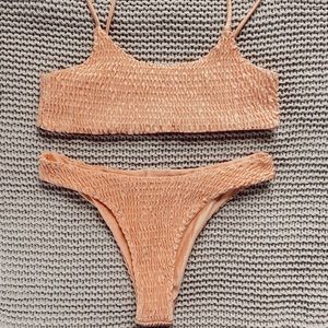 Peach Ruched Bikini